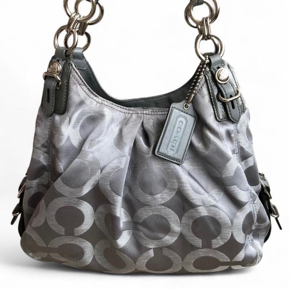 Coach Hobo Style Shoulder Bag F1073 Large Purse Gray. - Picture 3 of 15